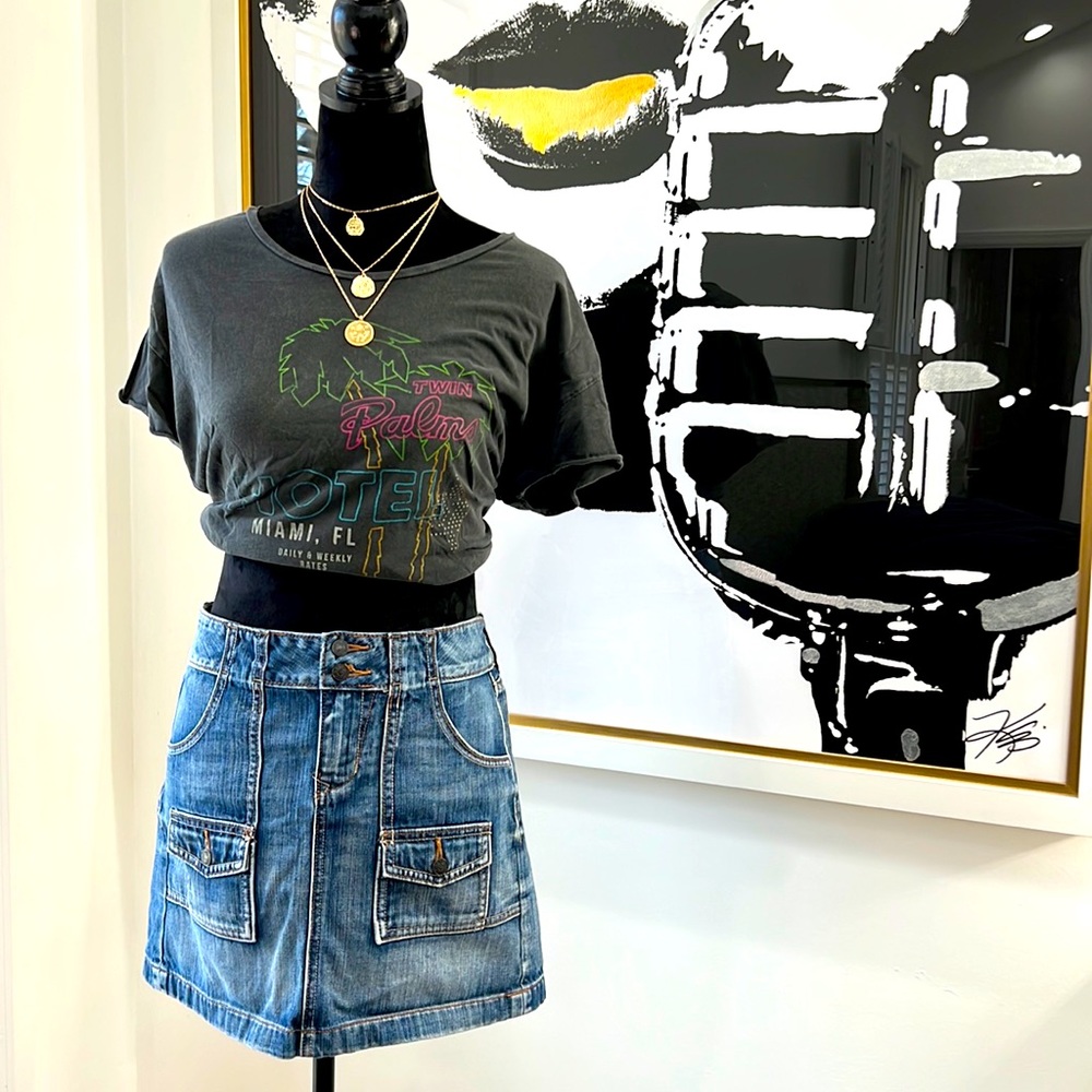 Old Navy Blue Jean Mini Skirt, Size 4 Tall